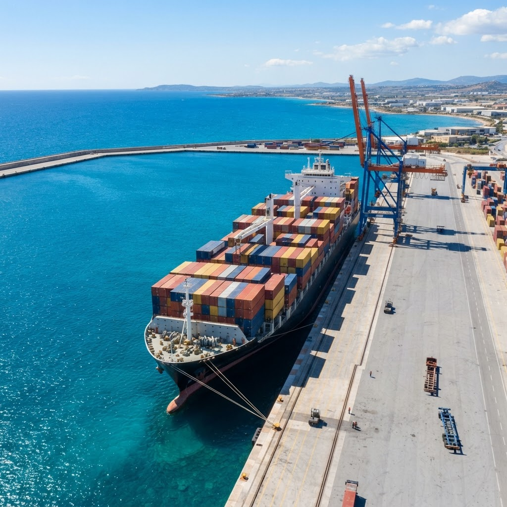 Puerto con contenedores de carga